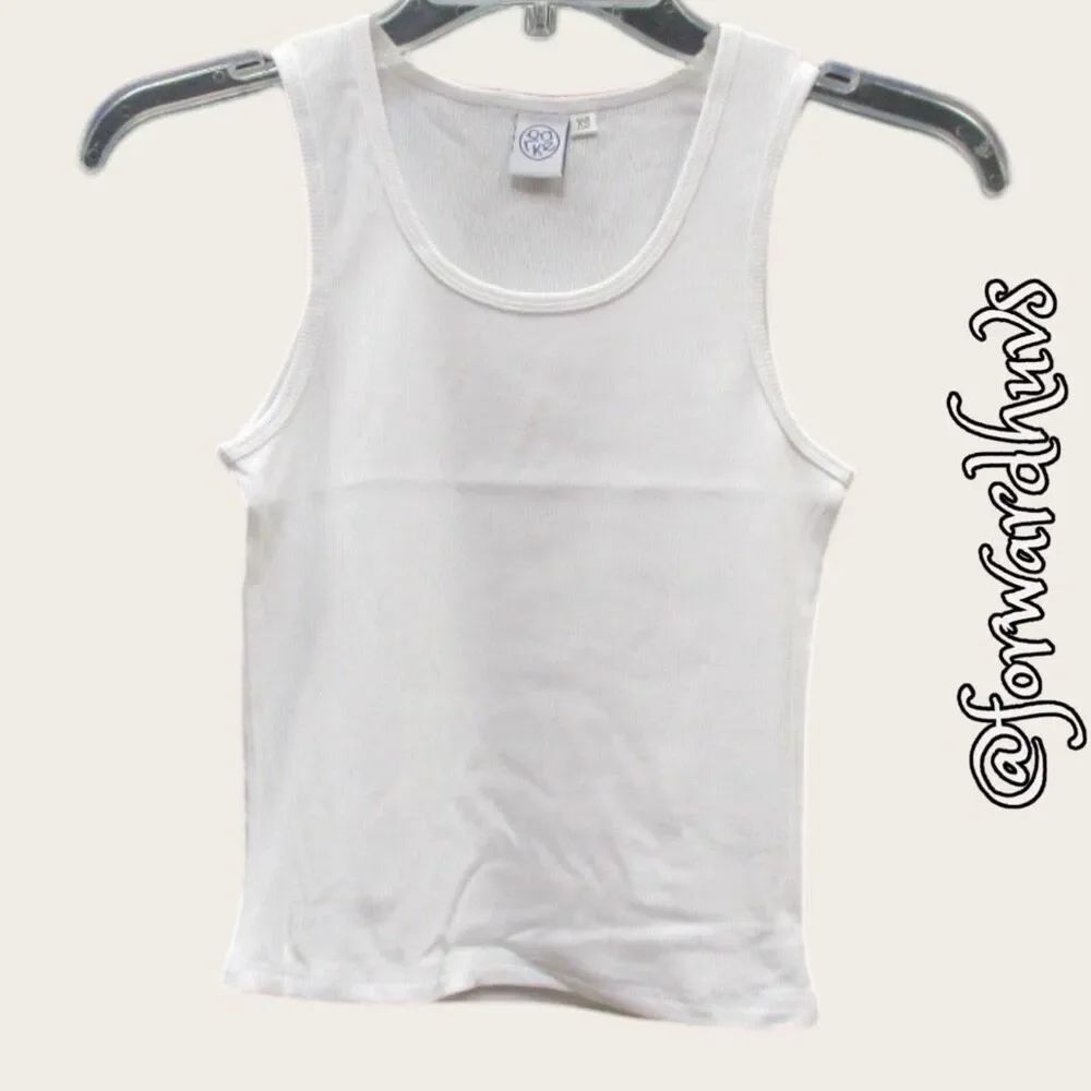 Parke White Ribbed Tank Top Size Large